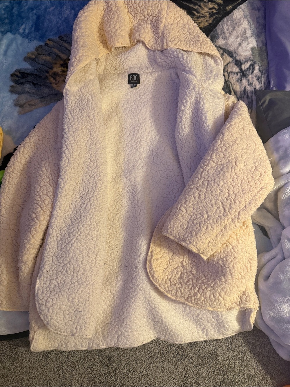 BDG women’s Cream Sherpa Hoodie Coat